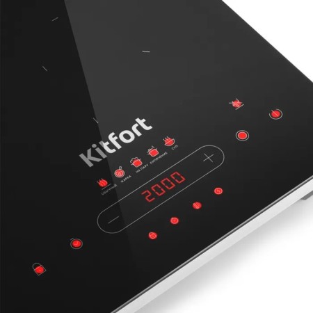Infrared plate KT-153, 2000 watts, 1 burner, 4 programs, black/silver-2