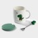 Ceramic mug with a lid and a spoon "Dino", 320 ml, Mix drawing