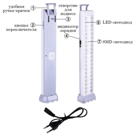 Camping battery flashlight, 10 W, 2400 mAh, 800 lm, 40 LED, IP44-1