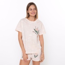 Female homemade set (T -shirt/shorts), beige color, size 50