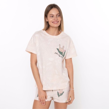 Female homemade set (T -shirt/shorts), beige color, size 50