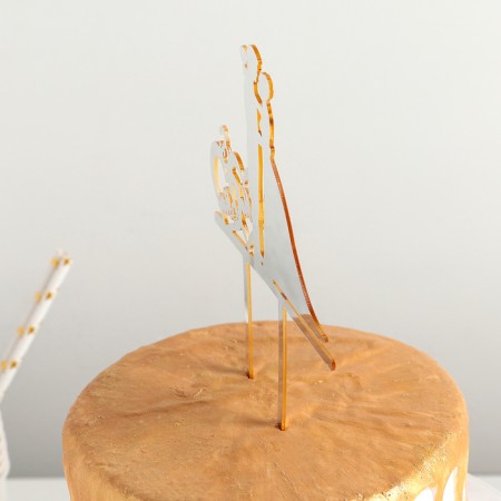 Topper for a cake, 12 × 12 cm, color gold-1