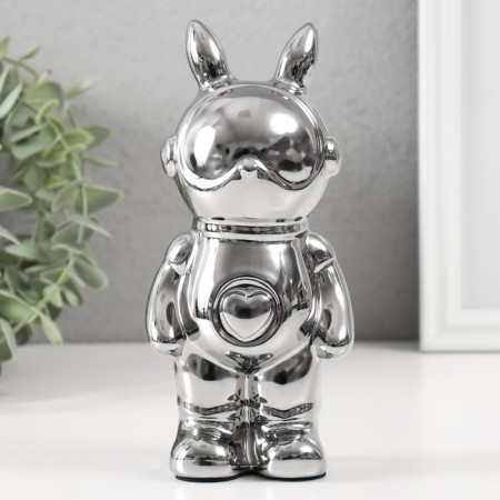 Piggy bank Ceramics "Rabbit" silver 6x8.5x18 cm