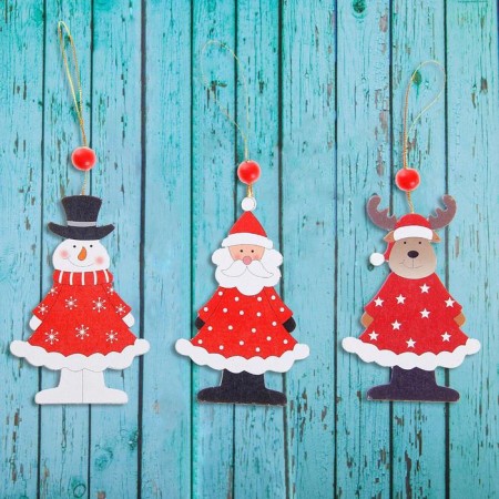 New Year's Wooden Suspension "New Year's guests", one -sided, mix
