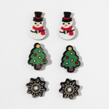 Pusets 3 pairs "Snowman" gingerbread, snowflake, colored mix-3