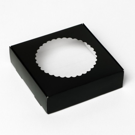 Gift box of the team with a window, 11.5 x 11.5 x 3 cm, black-2
