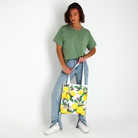 Bag Schoper "Lemons" 35x0.5x40 cm, Department without lightning, without lining, white-6