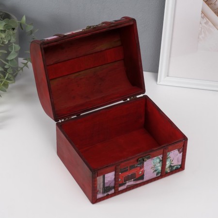 Casket wood chest "Traveling in Europe" 15x20x15 cm-1