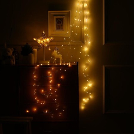 Girlynda "Horse tail" 10 threads of 2 m, IP20, silver thread, 200 LED, warm white glow, 12 V-3