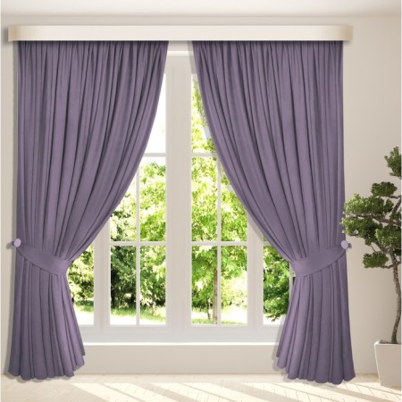 Set of curtains "Canvas", size 270x300 cm, 2 pcs, purple color