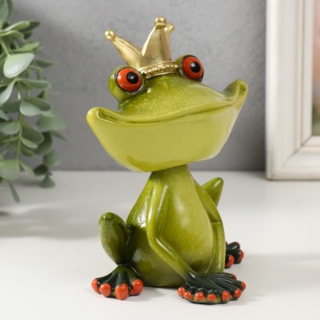 Souvenir Polystone Lak "Frog - Princess" Head on the spring 14.5x11x8.2 cm-1