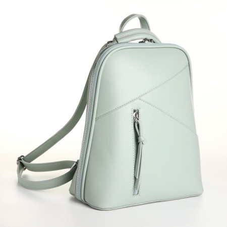 City backpack made of artificial leather with lightning, green color
