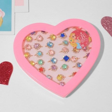 Rings children's set 36pcs "chosen" geometry, form mix, color mix in gold, b-r-3