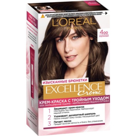 Hair Cream L’Oreal Excellence Creme, tone 400 chestnut