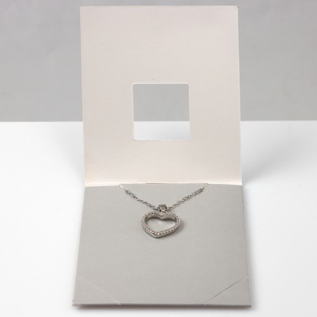 Pendant "Give Happiness" Zircon, Heart, white in silver, 45 cm-6