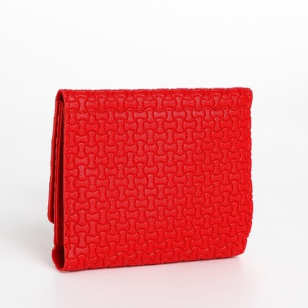 Women's wallet on the button, red color-1