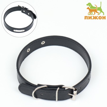 A collar made of artificial leather with a wool for engraving, 2.5 x 52 cm, Osh 35-45 cm, black