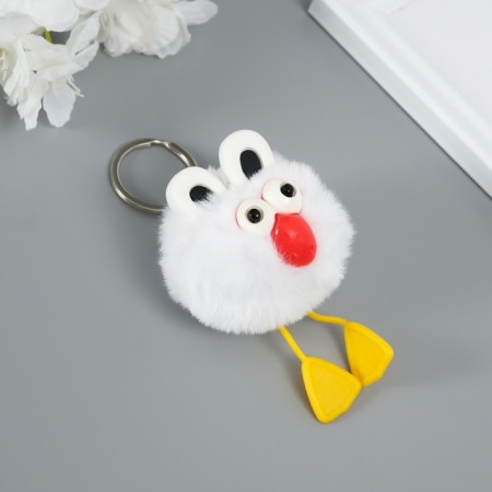 Fluffy on the ring "Bright -eyed raven" white 9.5x6x6 cm-2