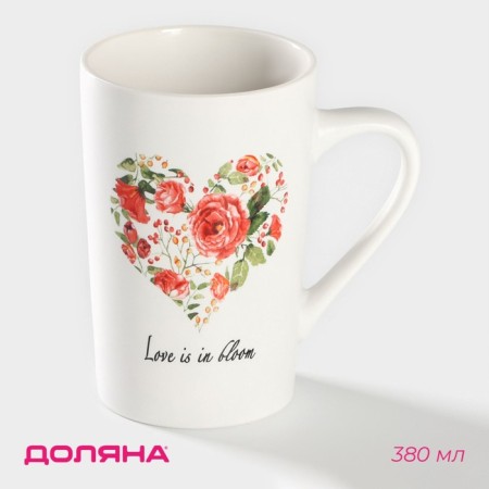 Porcelain shade mug "Flowering of love", 380 ml, white color