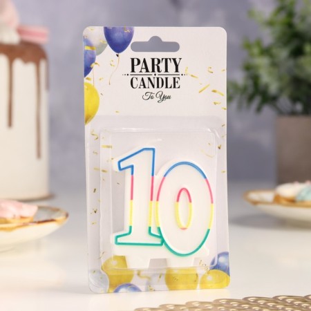 Candle for the cake "Jubilee giant", number "10", tone rim, 7.5 cm-1