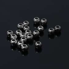Crimp (covering bead) 0.6 × 0.6 × 0.5 cm, (set 20 pcs.), Silver color