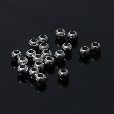 Crimp (covering bead) 0.6 × 0.6 × 0.5 cm, (set 20 pcs.), Silver color