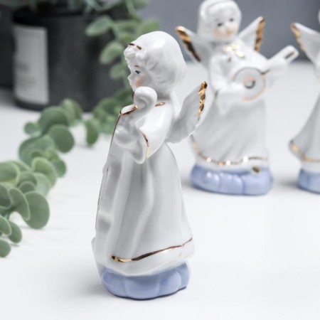 Souvenir Ceramics "Angels in White Togs - Musicians" Set 6 pcs with gold 12.5 cm-3