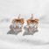 Earrings with rhinestones Xuping Cuts, square, white color in pink gold