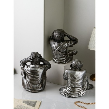 A set of figures "People. I don’t see, I don’t hear, I don’t say it ”, polystone, 38 cm, silver color-1
