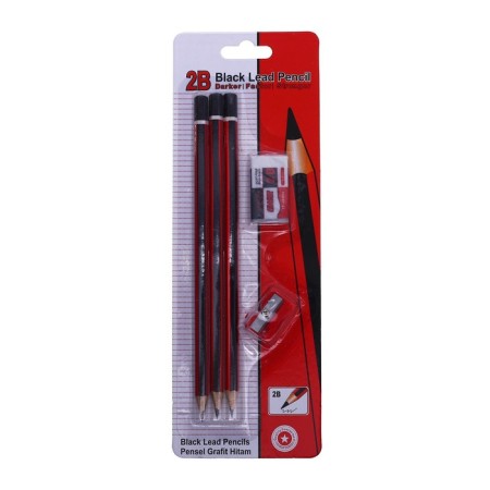 A set of black -graphic pencils 3 pieces, sharpener, eraser-3