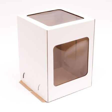 Box for cake 2 windows, without handles, 22 x 22 x 30 cm