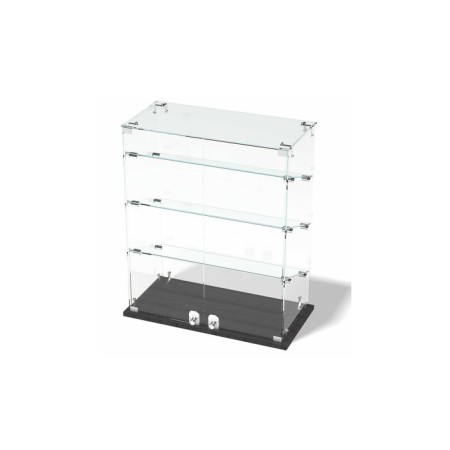 Smail window, 3 inclined shelves, 600 × 300 × 700, chipboard, glass, gray color.-1
