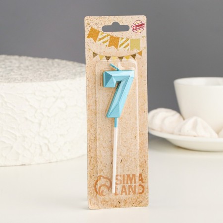 Candle in the cake on the skewer "Almaz", the number "7", blue, 4.8x2.6 cm-4
