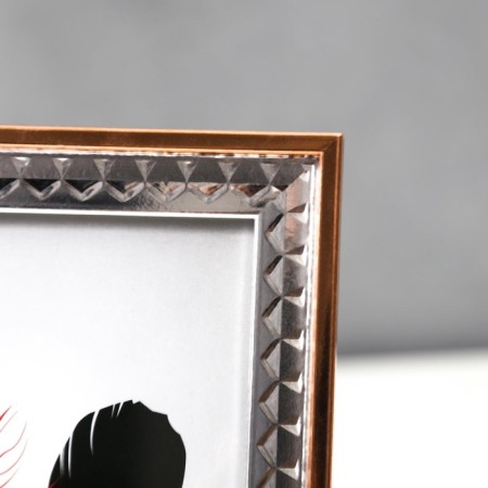 Photo frame plastic 13x18 cm "Silver 3D rhombuses with copper strip" 20.8x15.8 cm-3