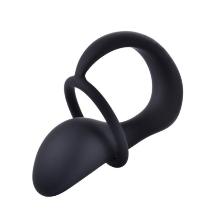 Anal plug with an erective ring, prostate stimulator, software, silicone, black-1