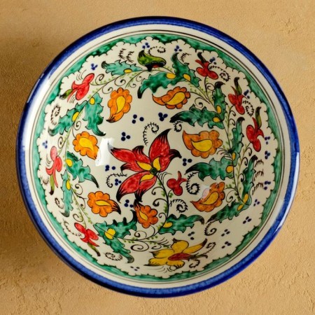 Rishtan ceramics "Flowers", 18 cm, large, blue-3