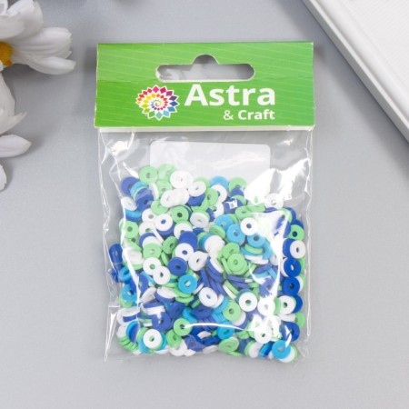 A set of beads made of polymer clay "Astra" 6 mm, 20 g, blue, green, white mix-2