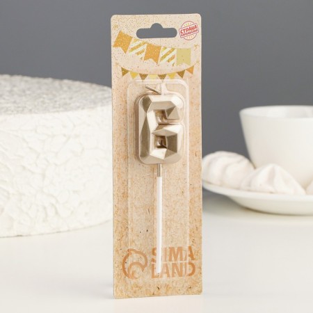 Candle in the cake on the skewer "Almaz", the number "6", champagne, 4.8x2.6 cm-4