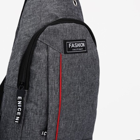 Male sling bag from textiles, gray color-3