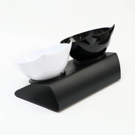 Plastic bowls on a black stand 27.5 x 14 x 15 cm black/white-3