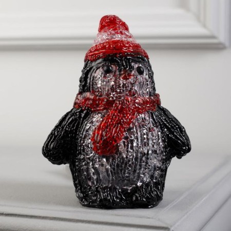Penguin LED figure 12 × 15 × 9 cm, acrylic, 6 LED, AAX2 batteries (not in the kit), white glow-1