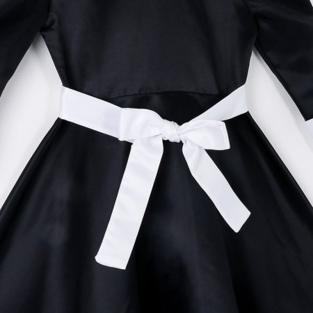 Carnival black dress with a white collar, satin, p/e, rr44, p164-4