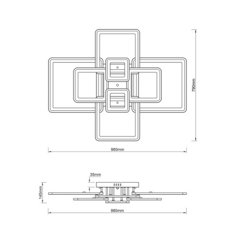Ceiling light ESCADA, 10286/8LED. 1x240W, LED, 15802LM, 3000-6500K, 980x790x145 mm, white color-6