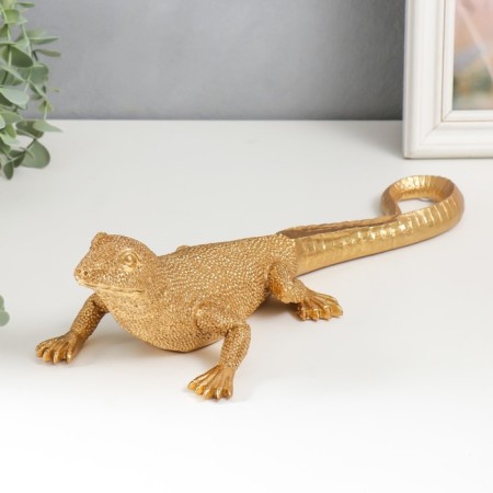 Souvenir Polystone "Golden Lizard" 8x13x38 cm-3