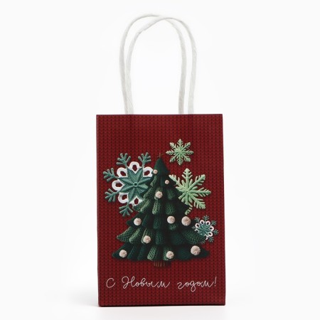 Gift package "Happy New Year", Christmas tree, white craft, 15 x 10 x 6 cm, new year-2