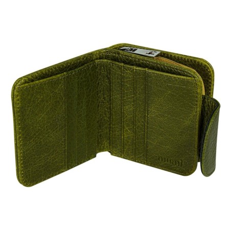 A button wallet. Card (8)/coins/bill, swamp color 10x10.5x3.5cm-2