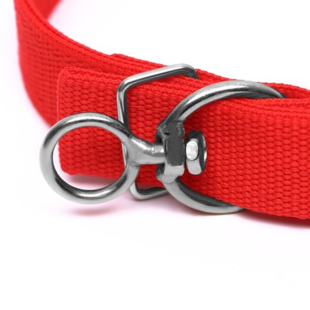 Two -layer collar with a swivel, 55 x 2.5 cm, polyester, red-3