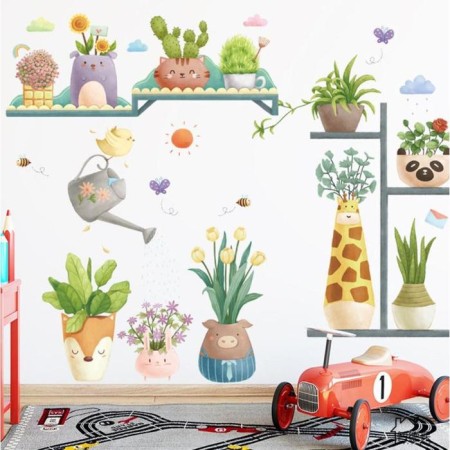 Sticker plastic interior color "Plants in pots-sounds" 30x90 cm set 2 sheets