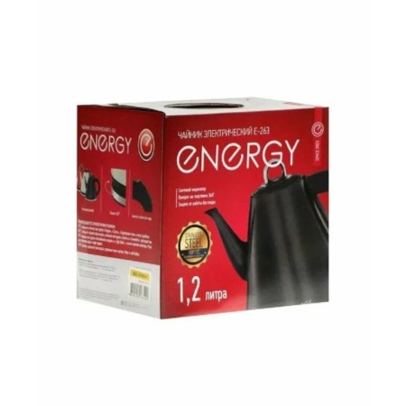 Electric kettle Energy E-263, metal, 1.2 l, 950 watts, black-5