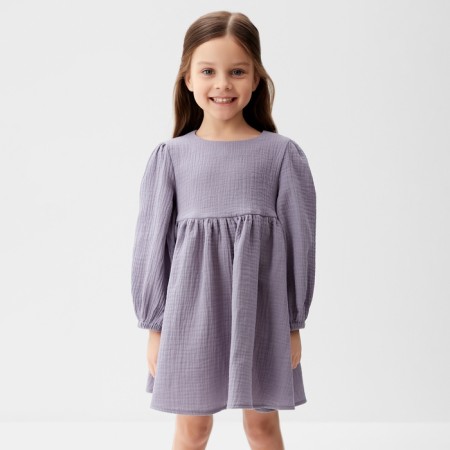 Платье детское с дл. рукавом KAFTAN "Муслин", р.28 (86-92 см), серый-4